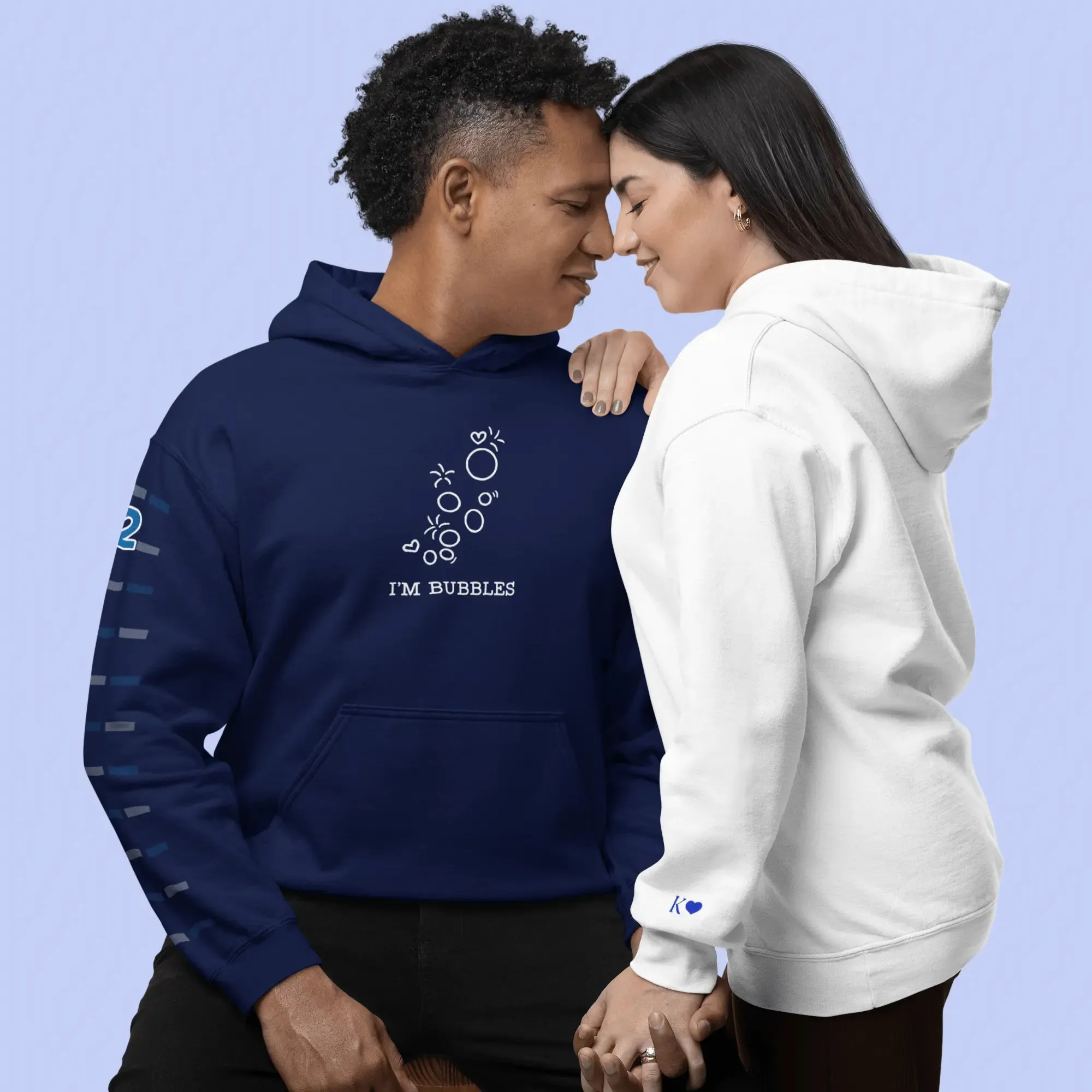 Matching I Blow Bubbles / I'm Bubbles Embroidered Unisex Hoodies