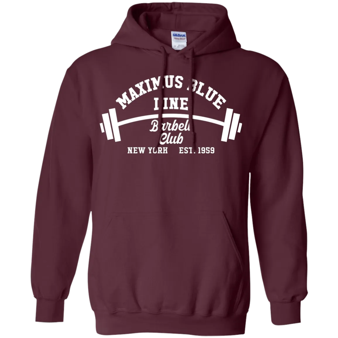 Maximus Blue Line Barbell Club  Hoodie 8 oz.