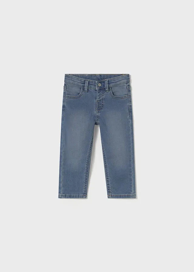 Mayoral 1117 Long Sleeve Shirt, Mayoral 1582 Medium Blue Denim Jeans and Mayoral 303 Yellow Cotton Jumper In Stock Now