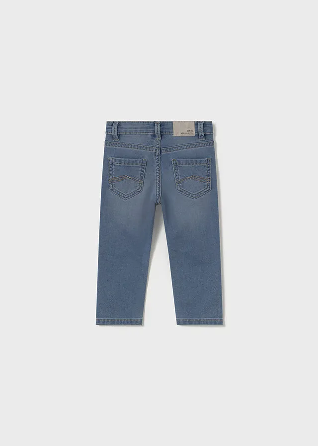 Mayoral 1117 Long Sleeve Shirt, Mayoral 1582 Medium Blue Denim Jeans and Mayoral 303 Yellow Cotton Jumper In Stock Now