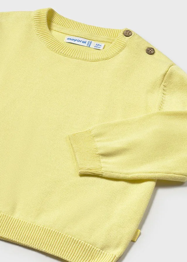 Mayoral 1117 Long Sleeve Shirt, Mayoral 1582 Medium Blue Denim Jeans and Mayoral 303 Yellow Cotton Jumper In Stock Now