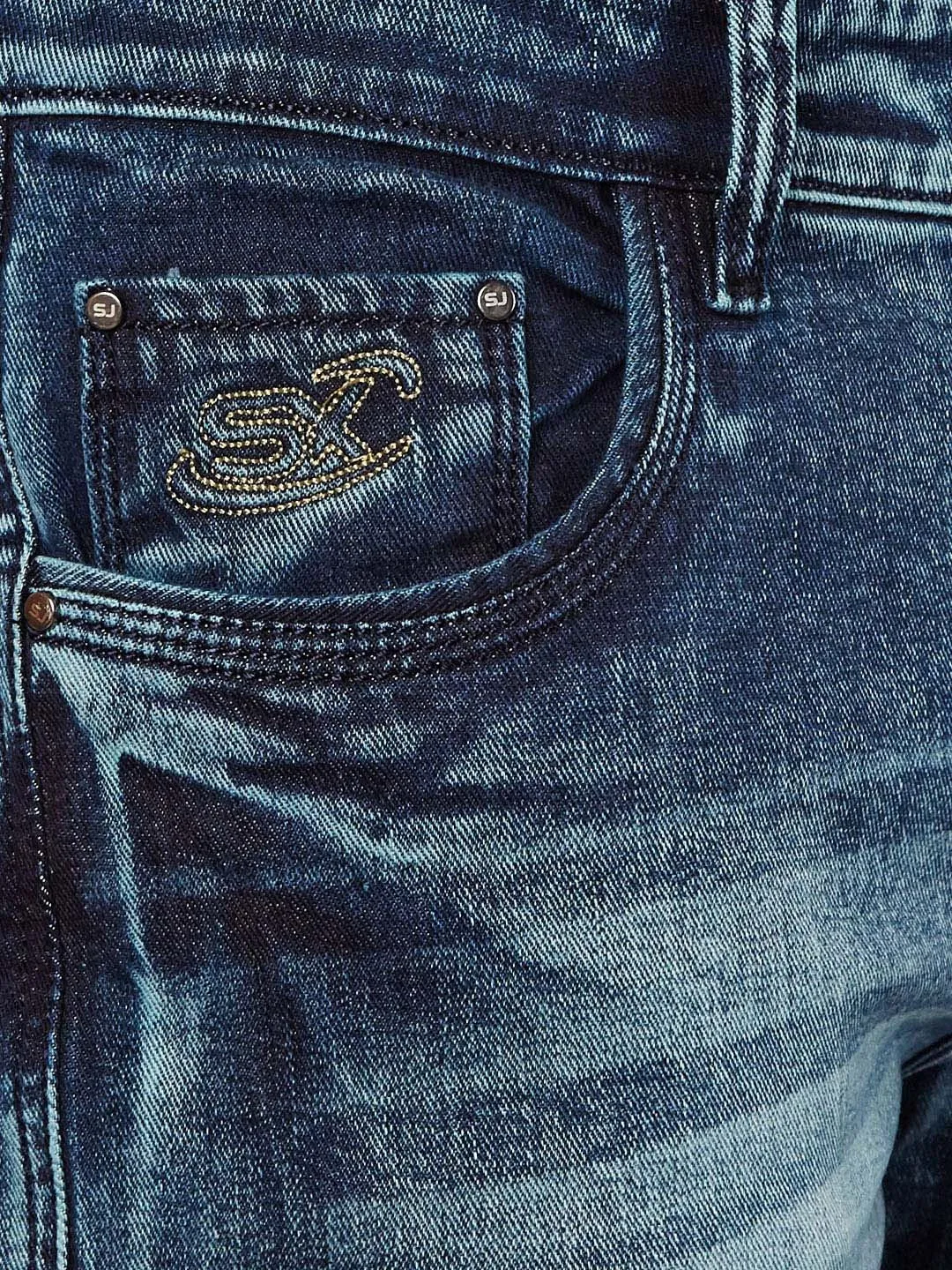 Men Blue Slim Fit Mid-Rise Clean Look Stretchable Jeans
