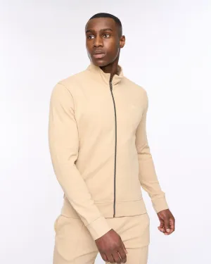 Mens Hannings Zip Thru Hoodie Stone