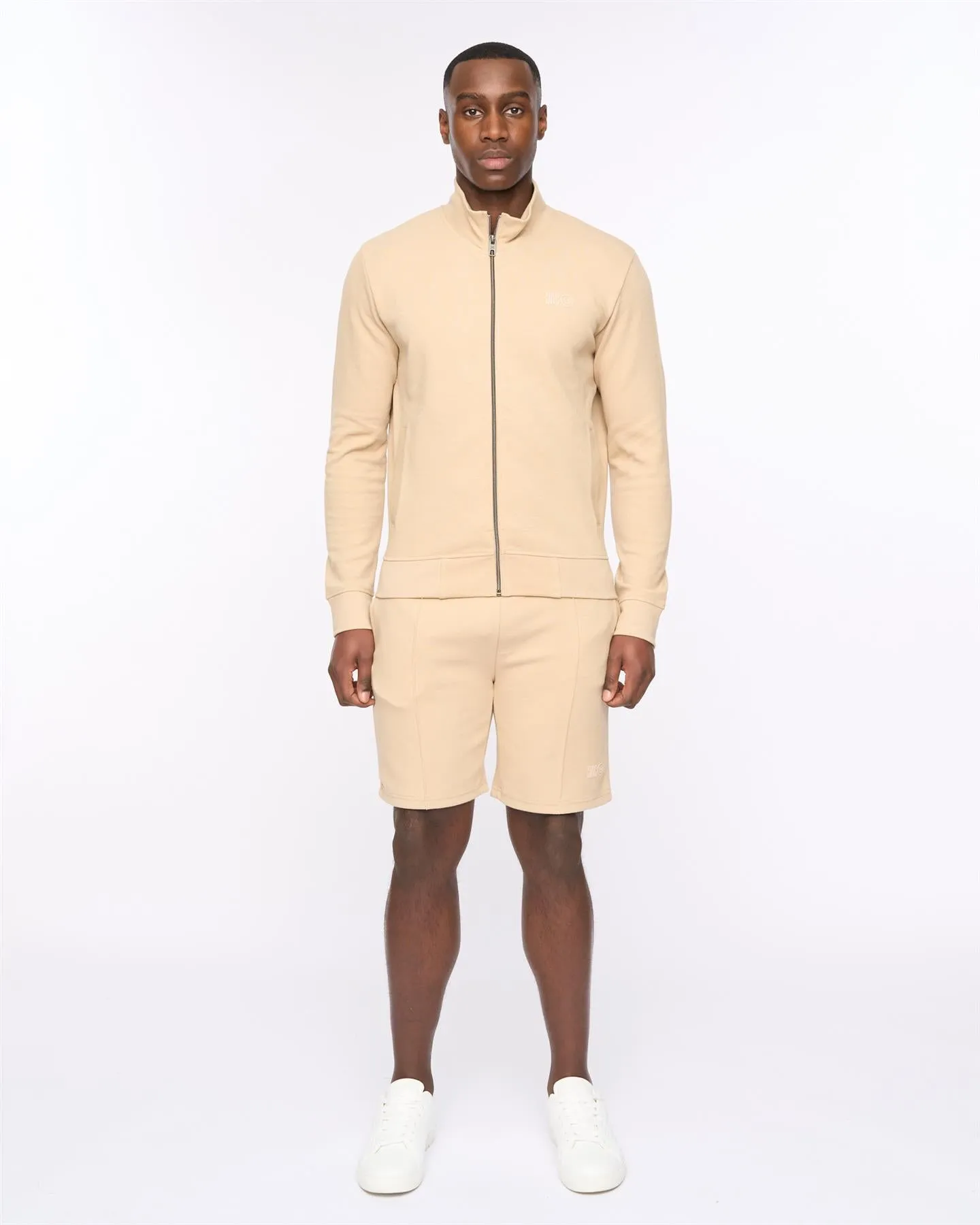 Mens Hannings Zip Thru Hoodie Stone