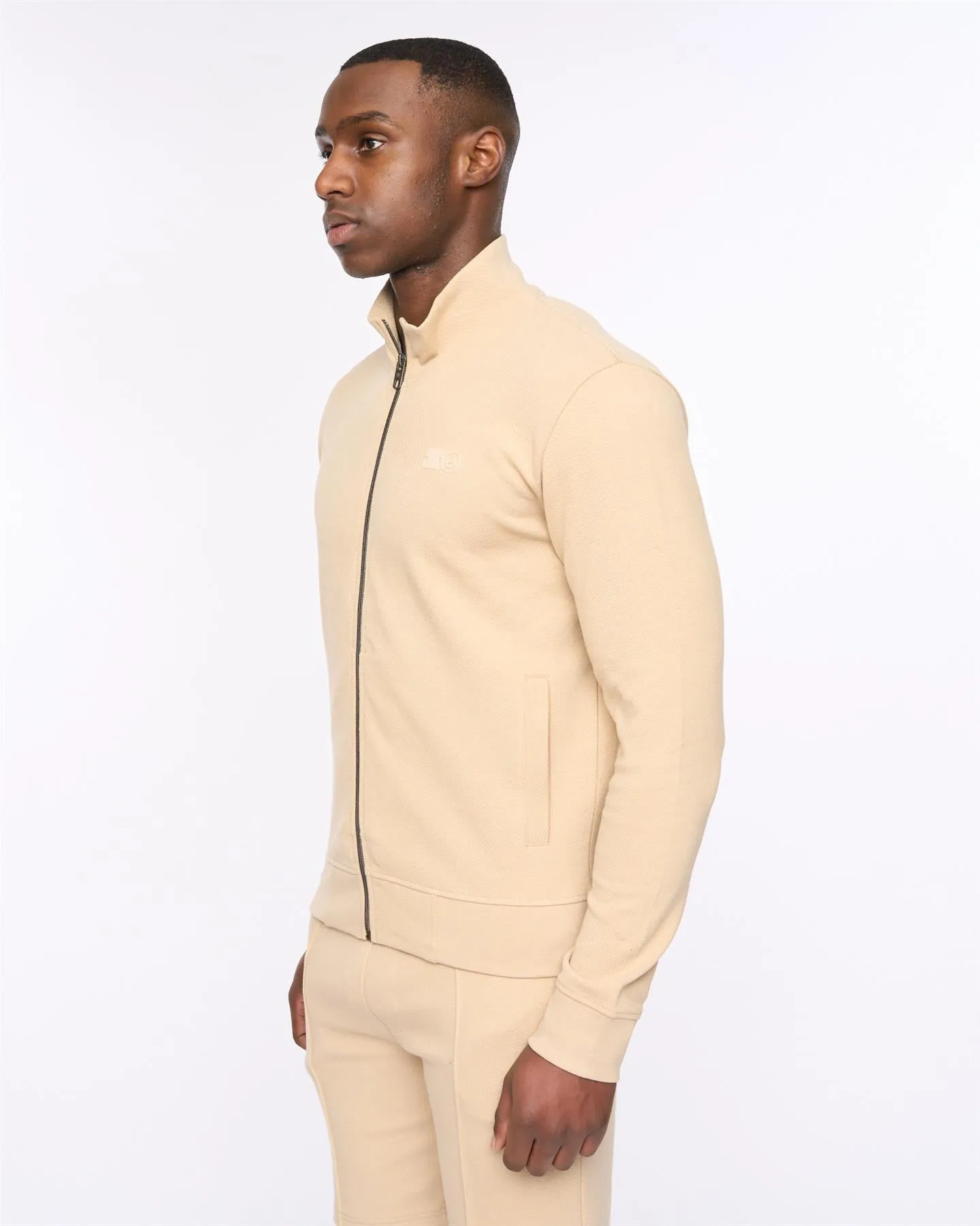 Mens Hannings Zip Thru Hoodie Stone