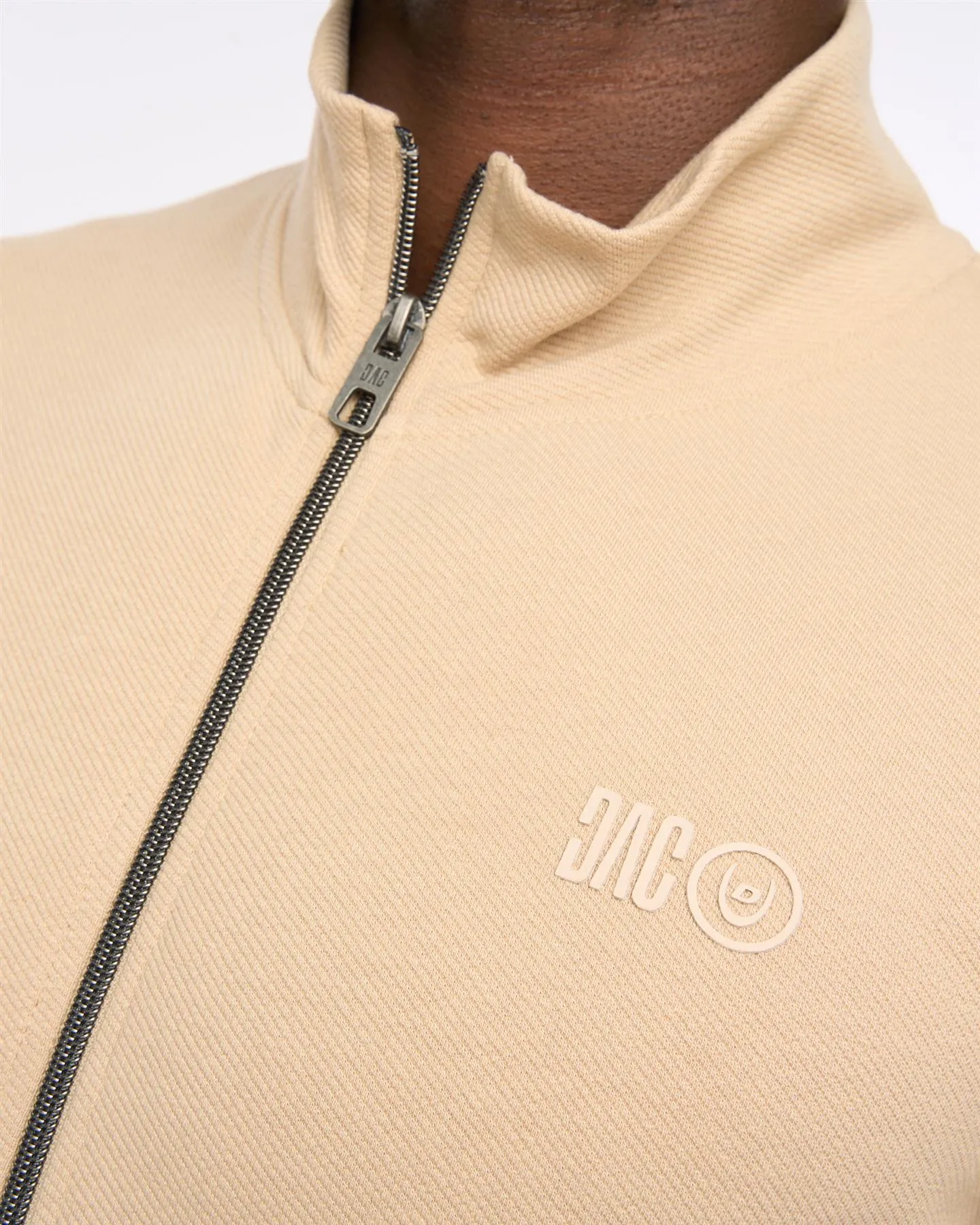 Mens Hannings Zip Thru Hoodie Stone
