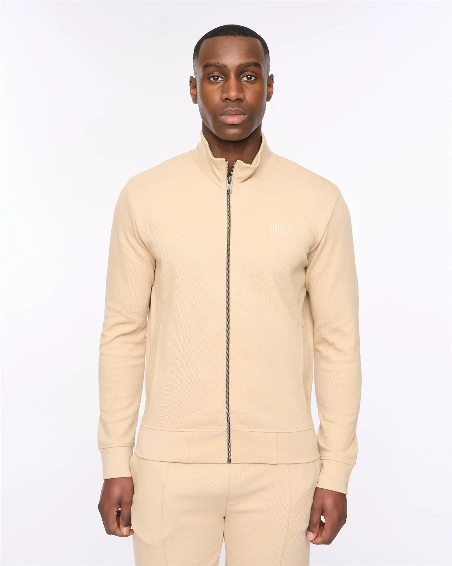 Mens Hannings Zip Thru Hoodie Stone
