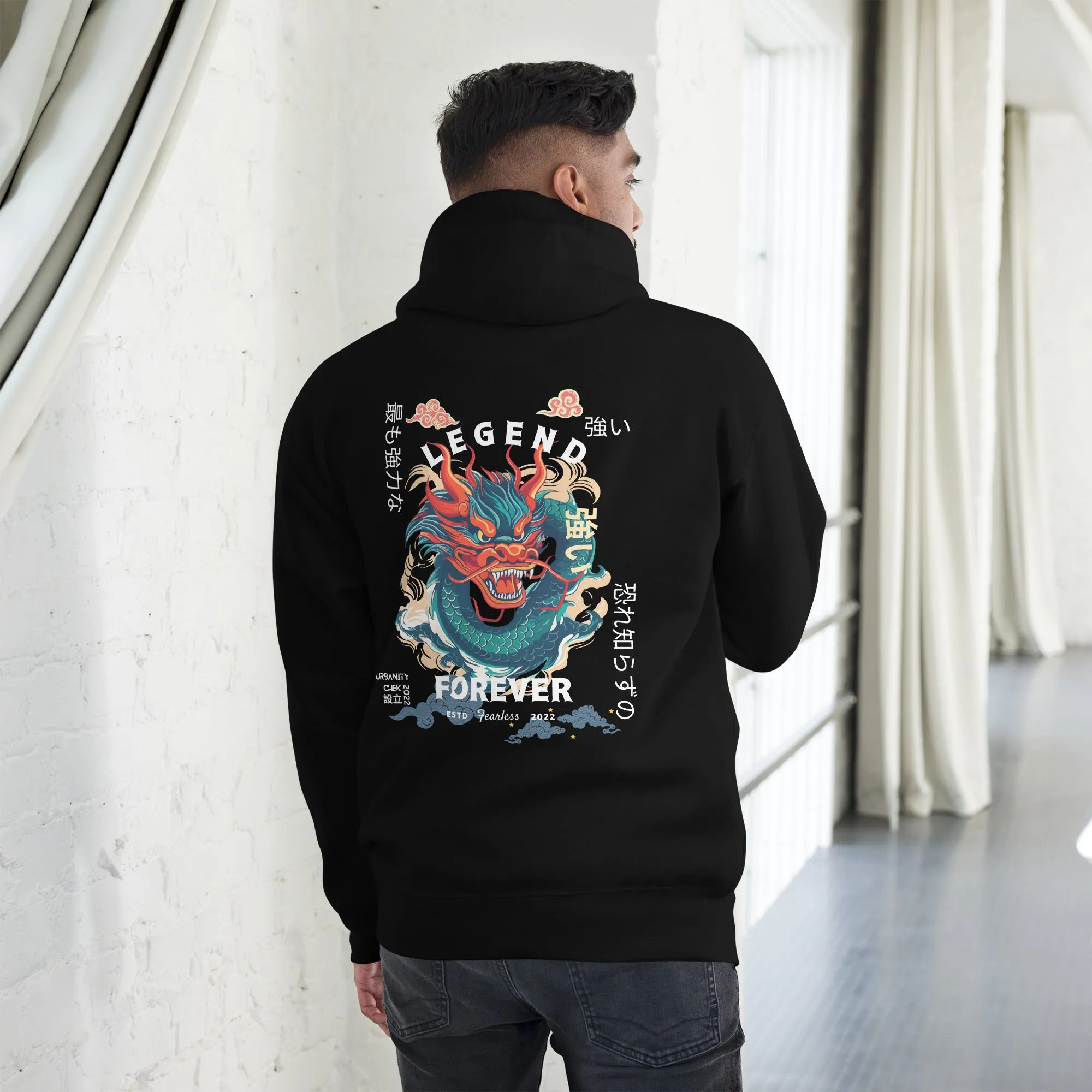 MEN'S HOODIES JAPANESE DRAGON HOODIES DRAGON PRINT HOODIES BACK PRINT HOODIES
