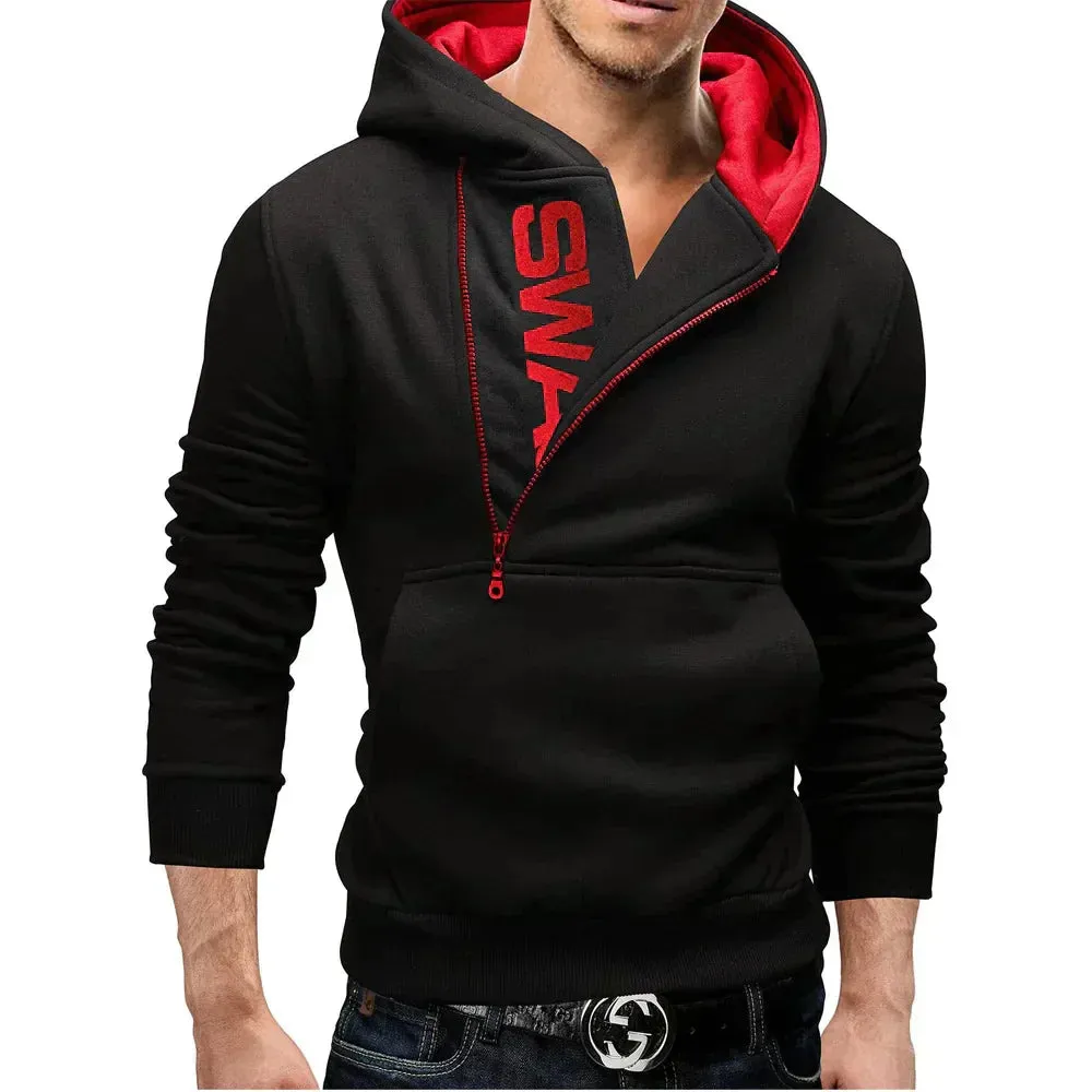 Men's zip-up hoodie - contemporary pullover with side zip for casual wear