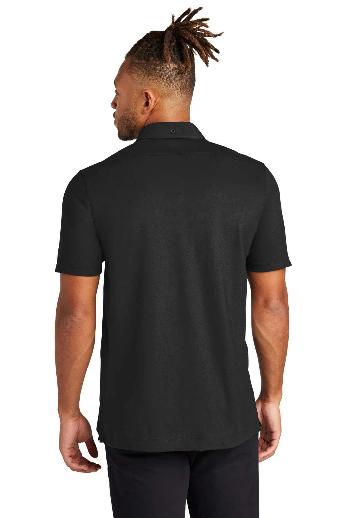 Mercer Mettle Stretch Pique Full-Button Polo MM1006 Deep Black