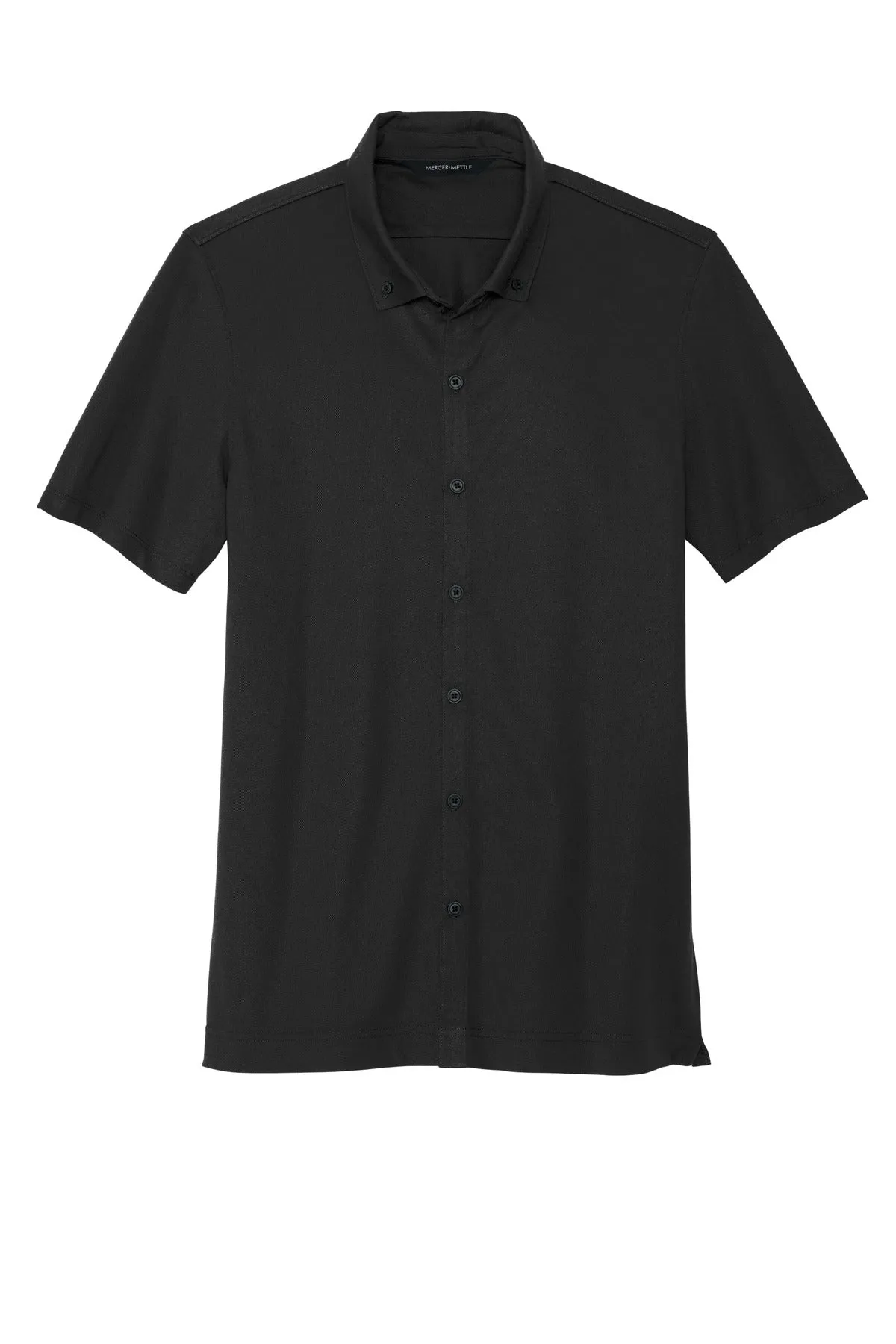 Mercer Mettle Stretch Pique Full-Button Polo MM1006 Deep Black