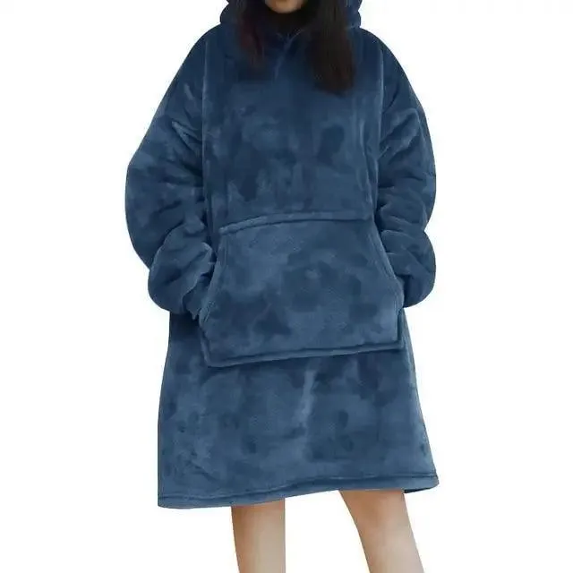 Modern Oversized Hoodie Blanket With Sleeves Sweatshirt Woman Fleece Hoody Women Pocket Female Hooded Oversized Hoodie Blanket Fleece Warm Cozy Blanket for Women One Size Fits All Men Women