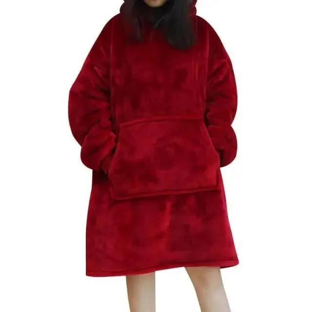 Modern Oversized Hoodie Blanket With Sleeves Sweatshirt Woman Fleece Hoody Women Pocket Female Hooded Oversized Hoodie Blanket Fleece Warm Cozy Blanket for Women One Size Fits All Men Women