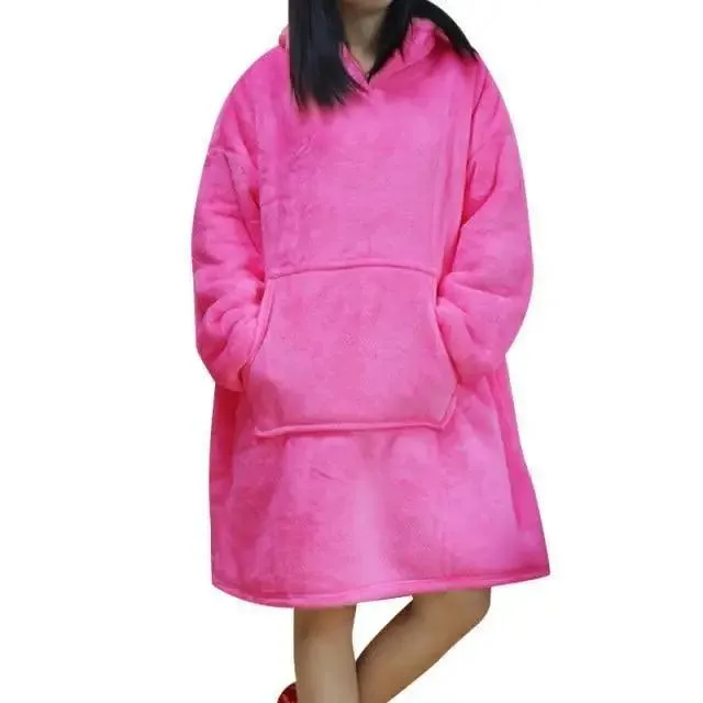 Modern Oversized Hoodie Blanket With Sleeves Sweatshirt Woman Fleece Hoody Women Pocket Female Hooded Oversized Hoodie Blanket Fleece Warm Cozy Blanket for Women One Size Fits All Men Women