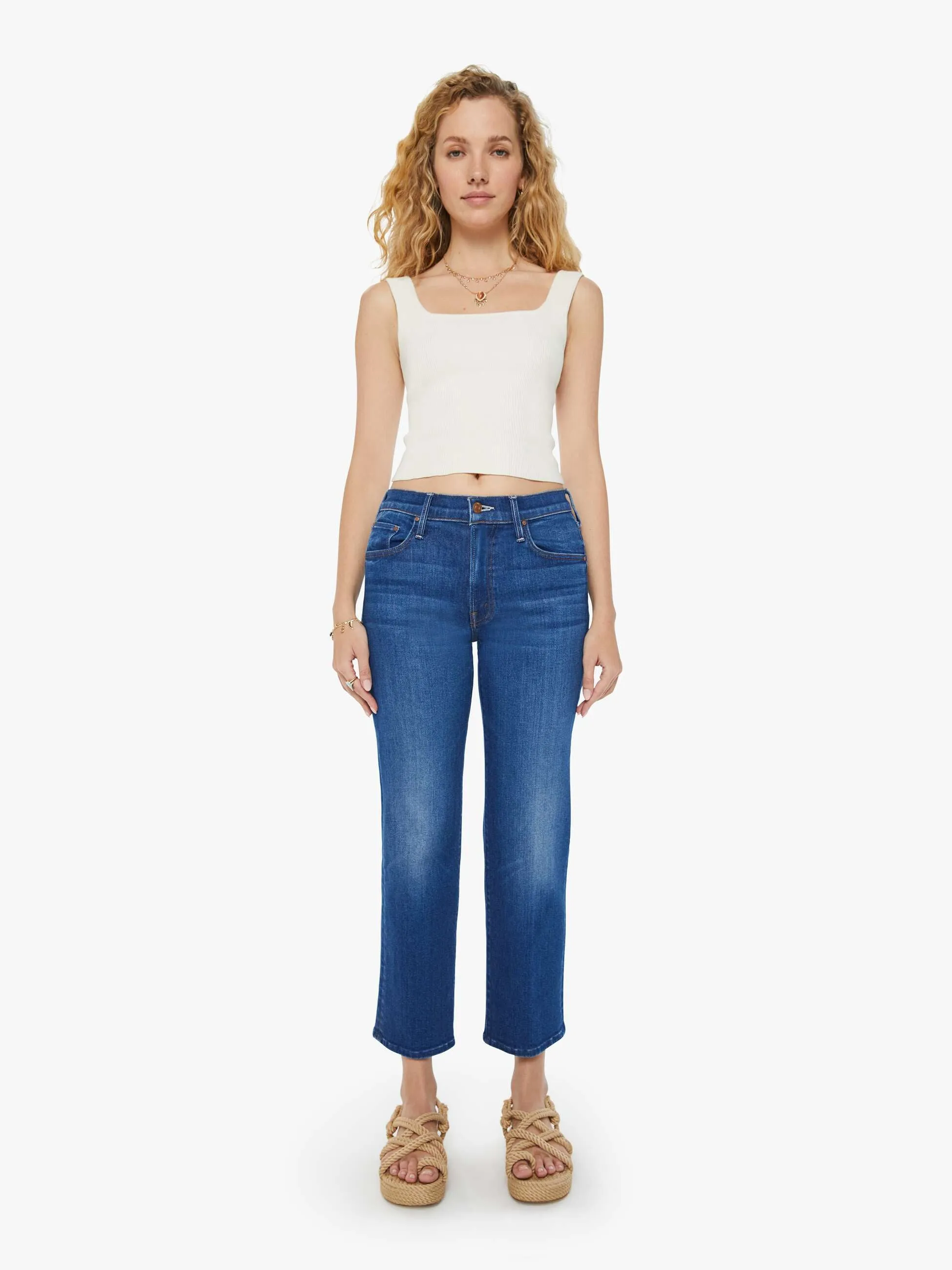 Mother The Mid Rise Rambler Zip Ankle in Coastal Colors