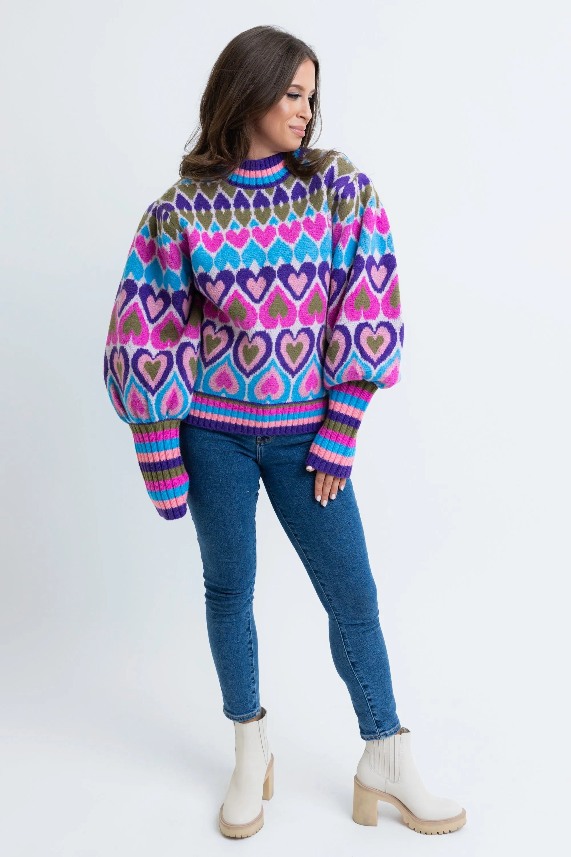 Multi Heart Novelty Sweater