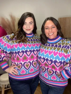 Multi Heart Novelty Sweater