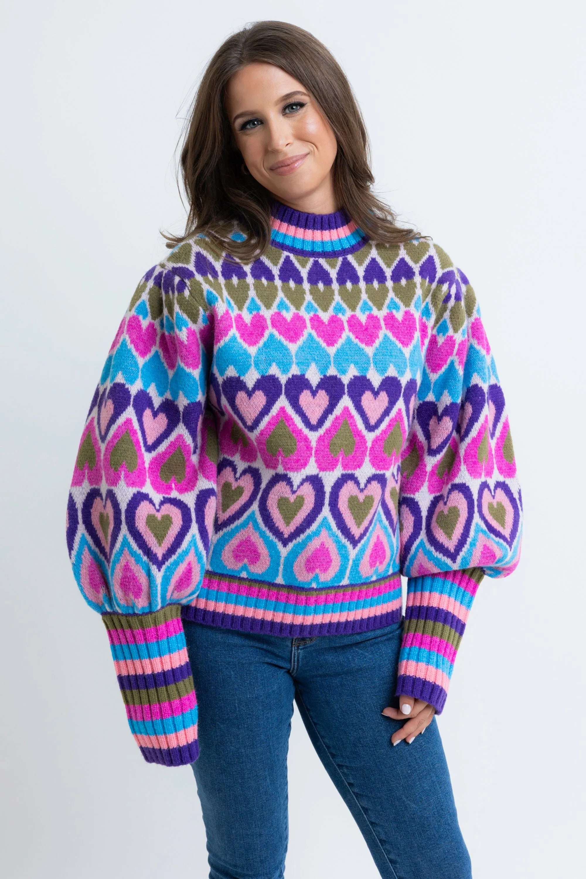 Multi Heart Novelty Sweater