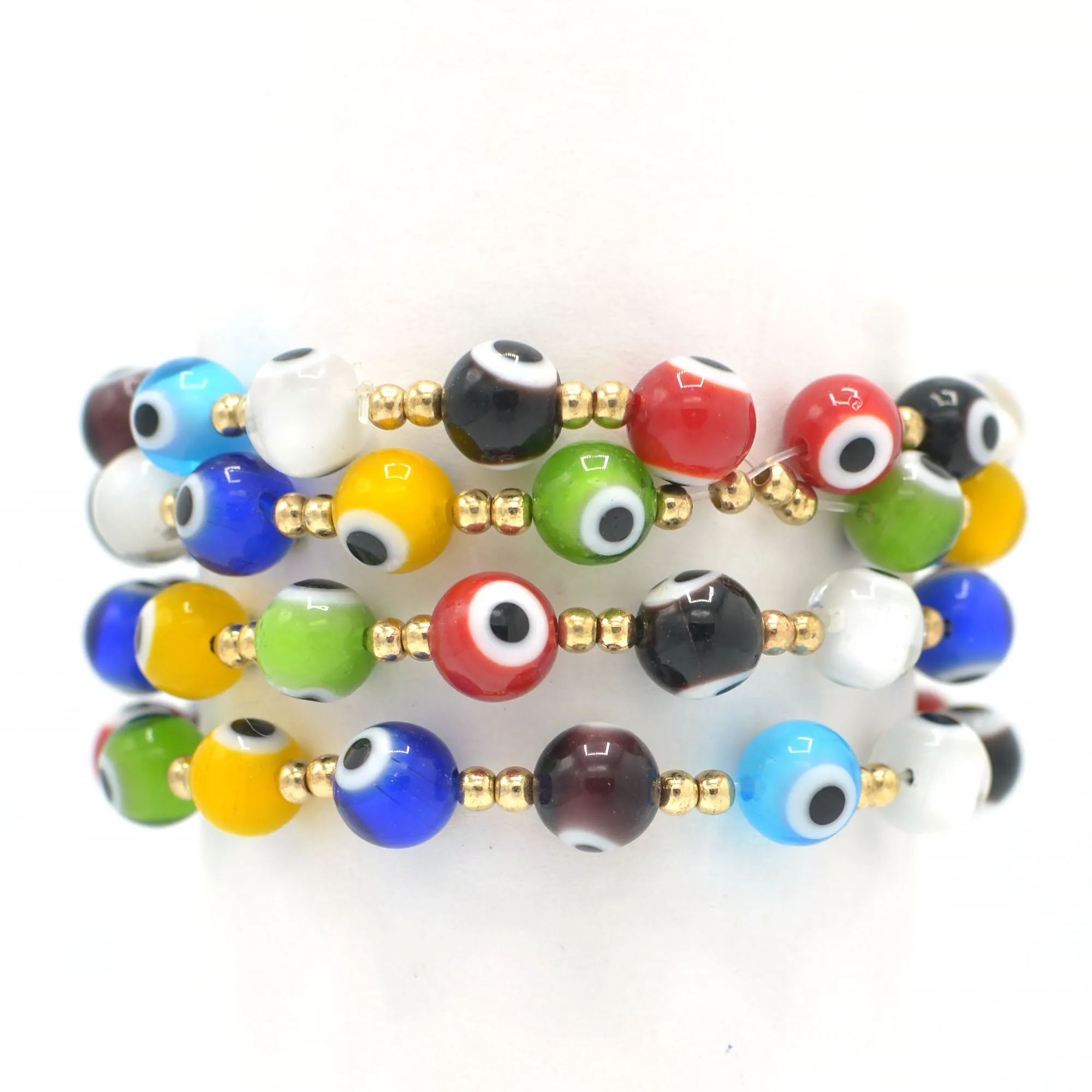 MULTICOLOR EVIL EYE STRTCH BRACELET SET # SQ321-110090(BB10)