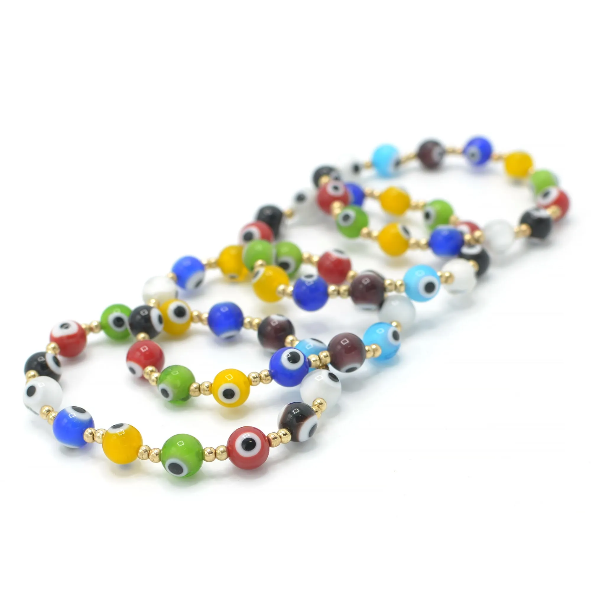 MULTICOLOR EVIL EYE STRTCH BRACELET SET # SQ321-110090(BB10)