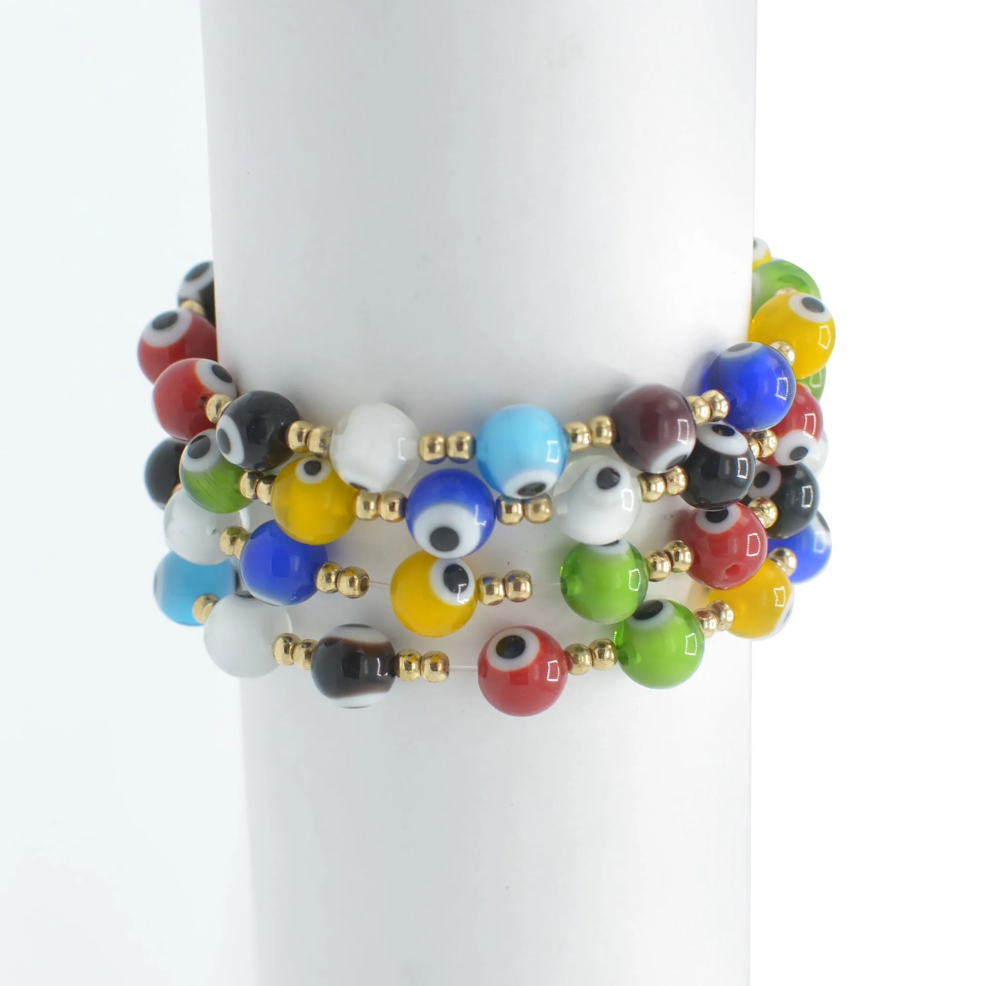 MULTICOLOR EVIL EYE STRTCH BRACELET SET # SQ321-110090(BB10)