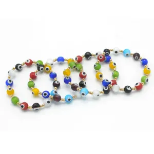 MULTICOLOR EVIL EYE STRTCH BRACELET SET # SQ321-110090(BB10)