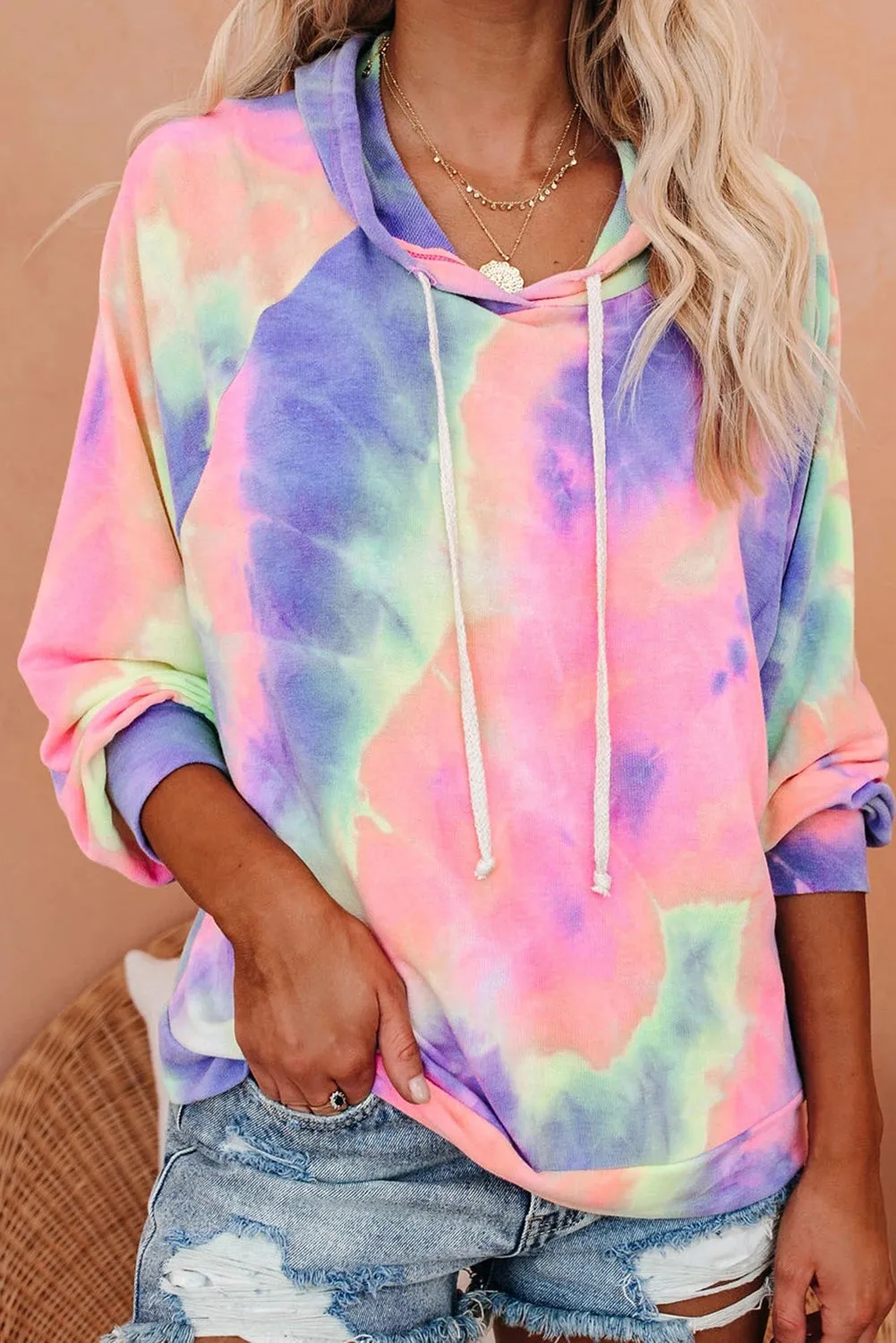 Multicolor Tie-dye Knit Hoodie