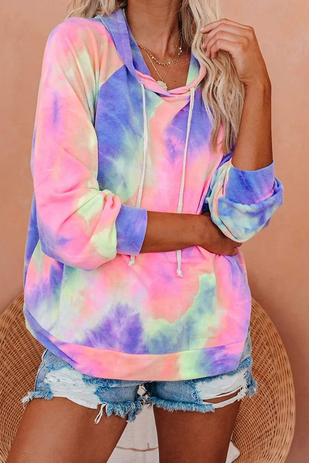 Multicolor Tie-dye Knit Hoodie