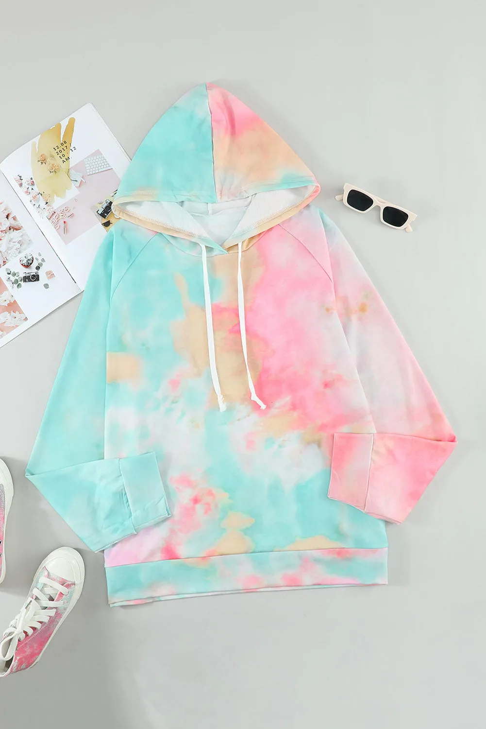 Multicolor Tie-dye Knit Hoodie