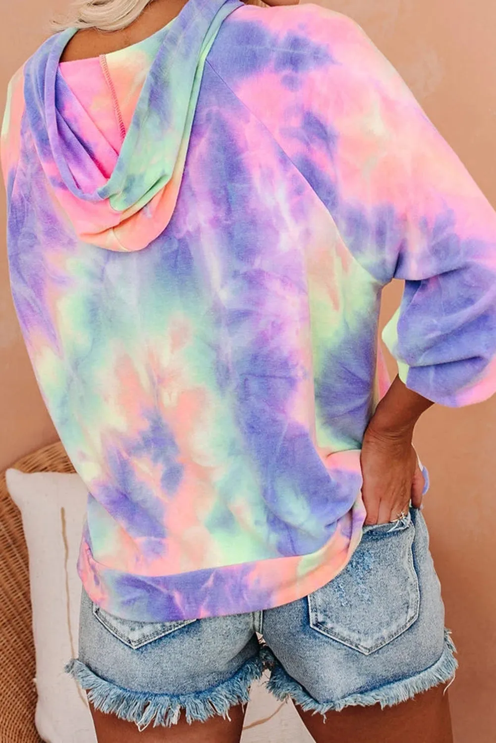 Multicolor Tie-dye Knit Hoodie