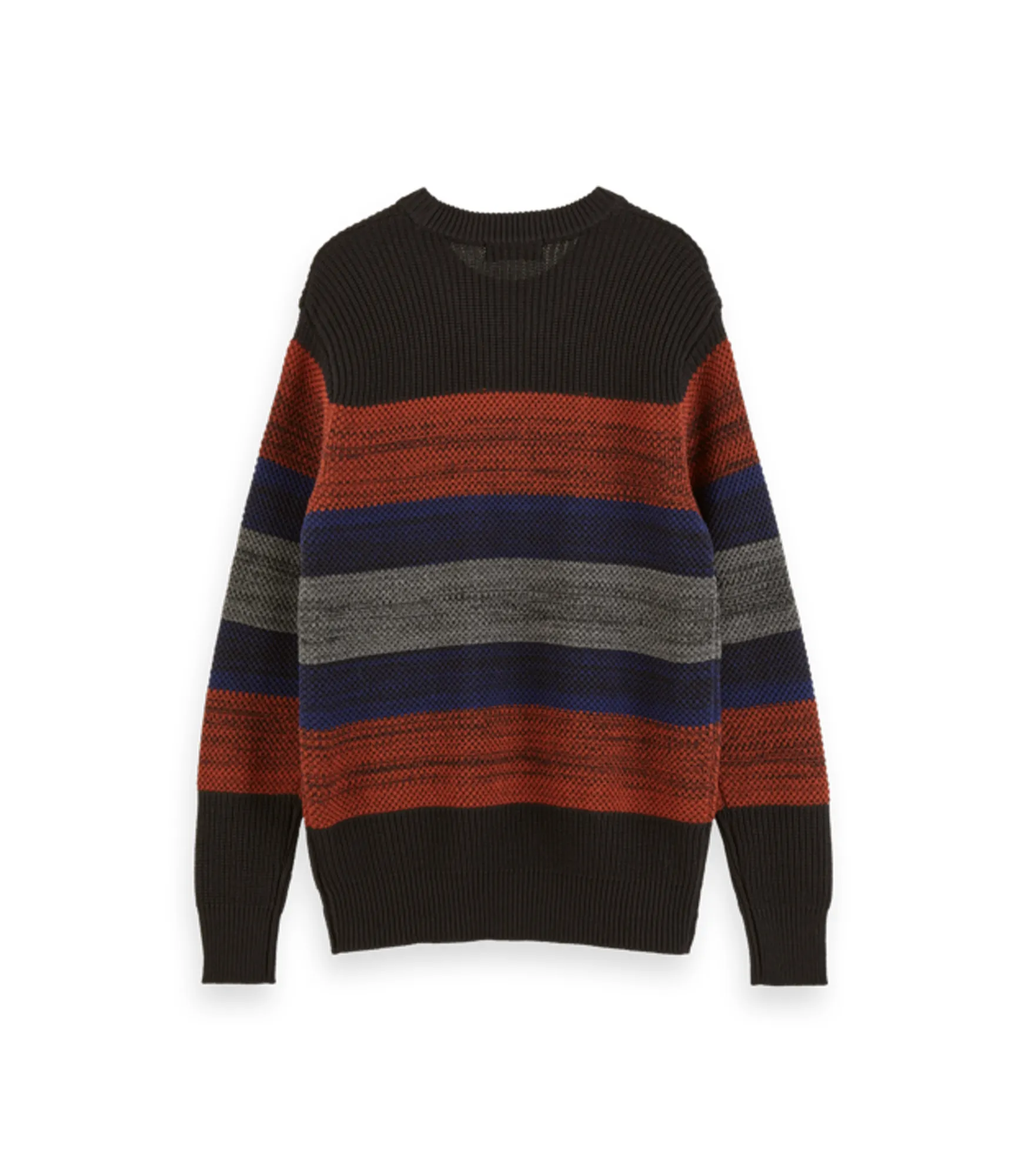 Multicolour Striped Crewneck Pull In Structured Knit
