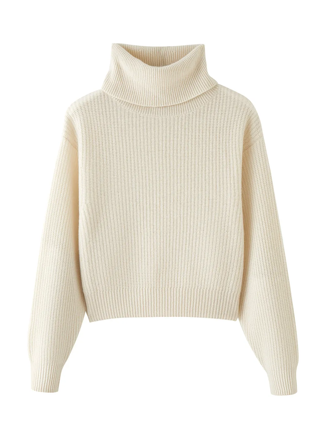 Naia Boxy Cashmere Cropped Turtleneck Pullover for Women