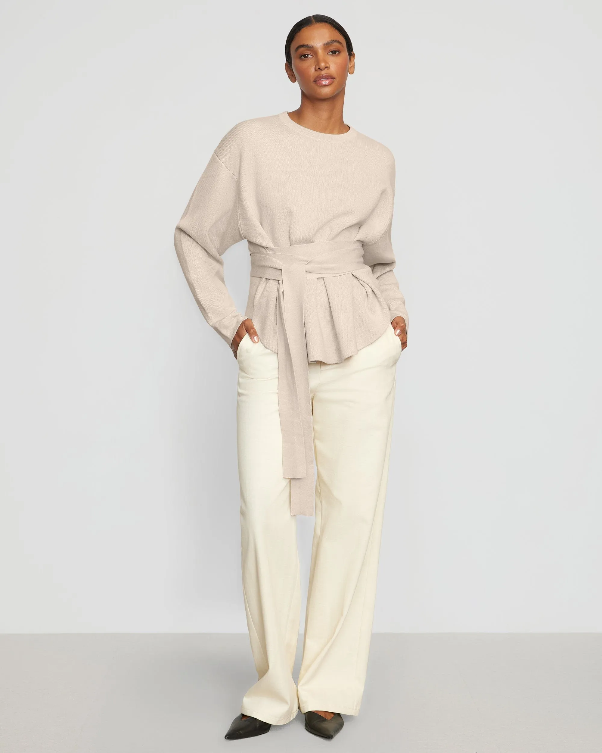 Nara Tie-Front Knit Sweater