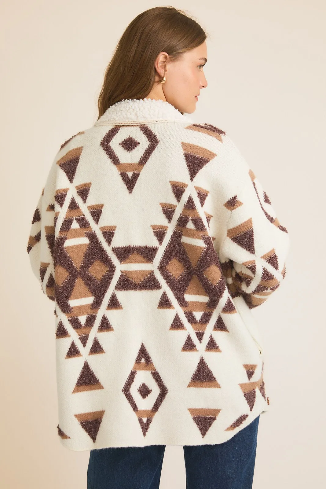 Nelly- Long Sleeve Abstract Sweater Jacket
