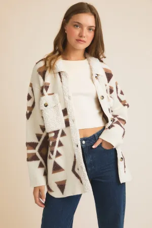 Nelly- Long Sleeve Abstract Sweater Jacket