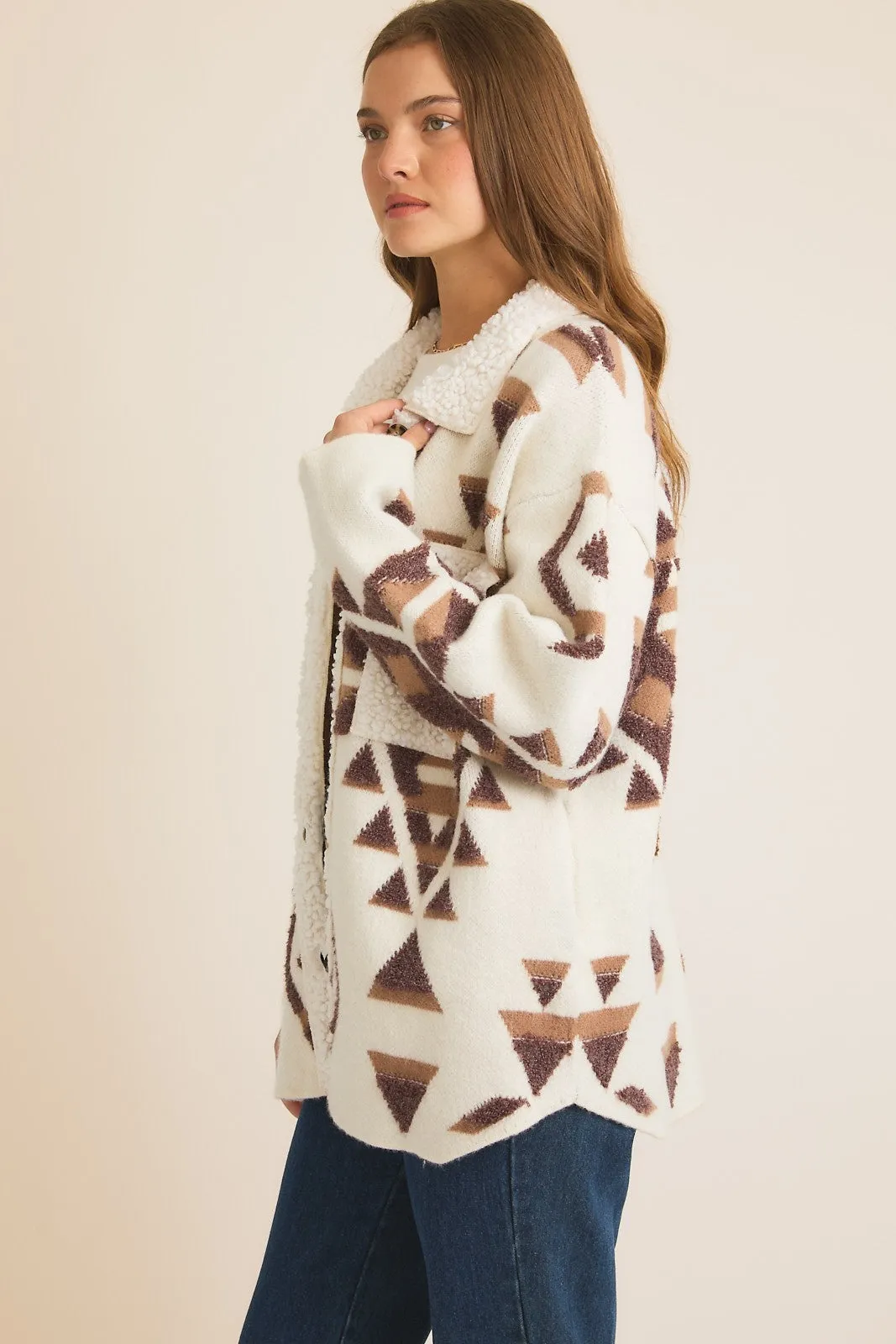 Nelly- Long Sleeve Abstract Sweater Jacket