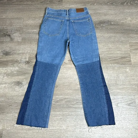 NEW Madewell x ISKO Patchwork Rigid Frayed Flare Jeans Sz 26