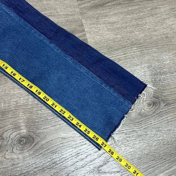 NEW Madewell x ISKO Patchwork Rigid Frayed Flare Jeans Sz 26