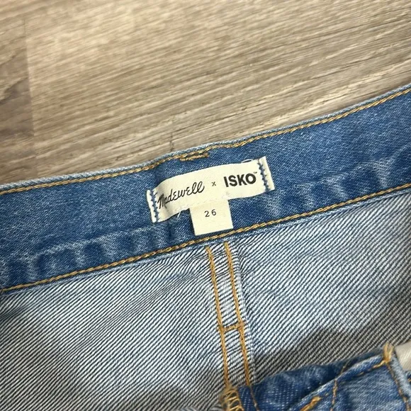 NEW Madewell x ISKO Patchwork Rigid Frayed Flare Jeans Sz 26
