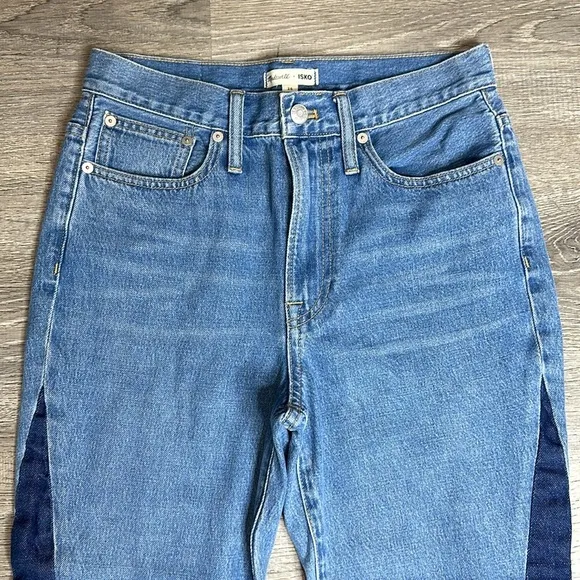 NEW Madewell x ISKO Patchwork Rigid Frayed Flare Jeans Sz 26