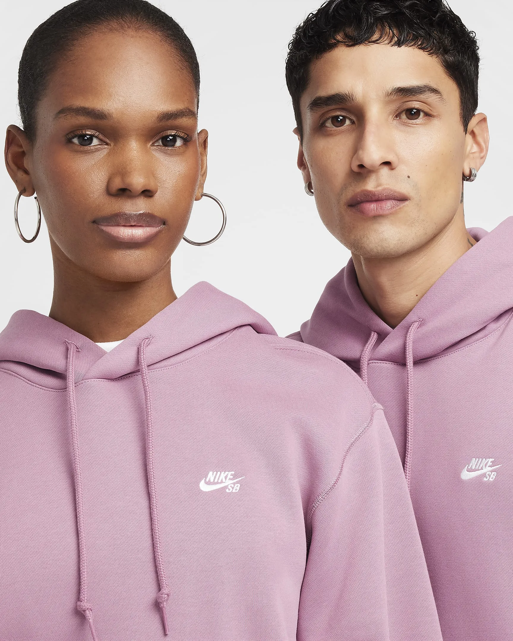 Nike SB Fleece Pullover Skate Hoodie Plum Dust/White