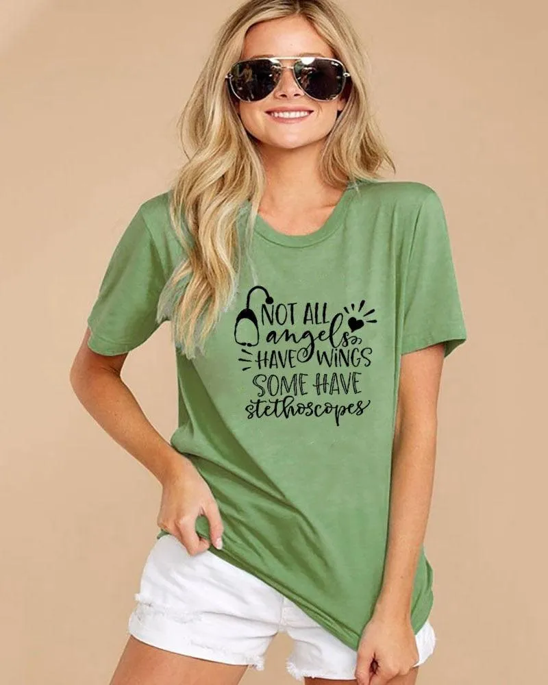 Not All Angels Have Wings Some Have Stethoscopes T-Shirt, Nurse Shirt, Nurse T Shirt, Doctor Gift T Shirt,Nurse Gift, Gift for Her