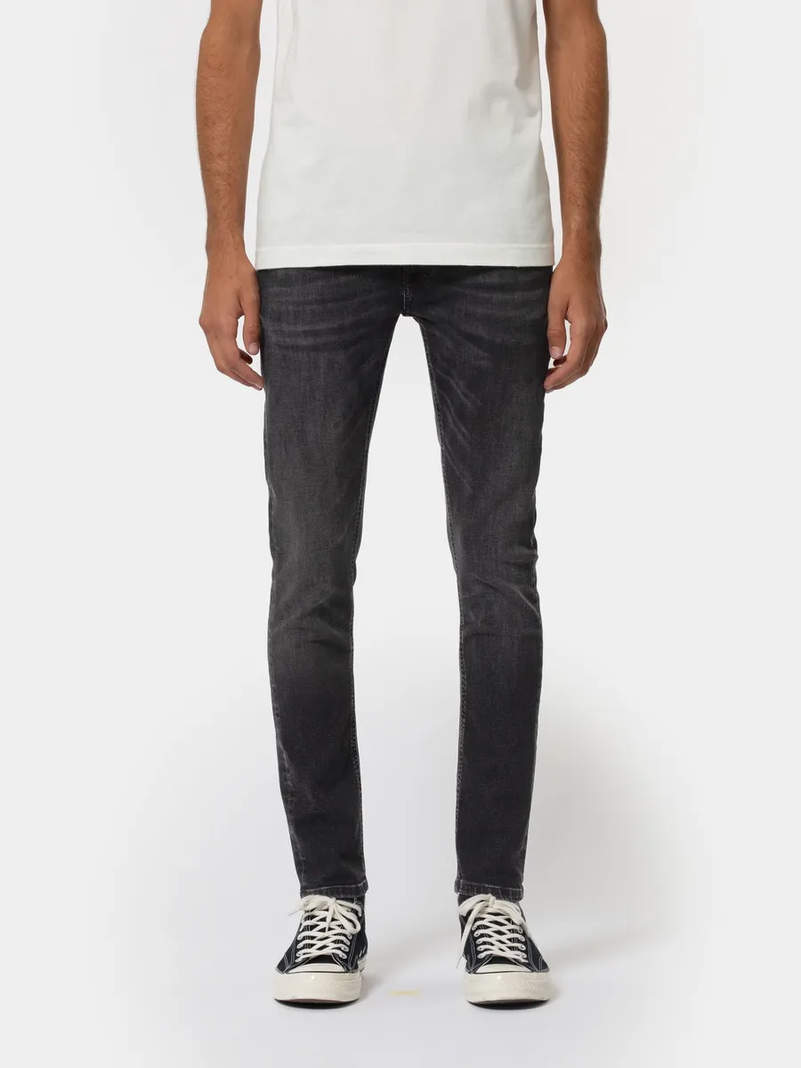 【Nudie Jeans】低腰窄版貼身 超彈性丹寧褲／12.75oz／Skinny Lin Worn Black