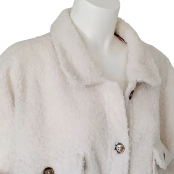 NWT ANDREE By Unit Cream Button-Up Fleece Teddy Jacket. Size 2X.