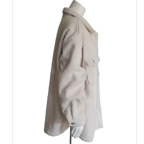 NWT ANDREE By Unit Cream Button-Up Fleece Teddy Jacket. Size 2X.
