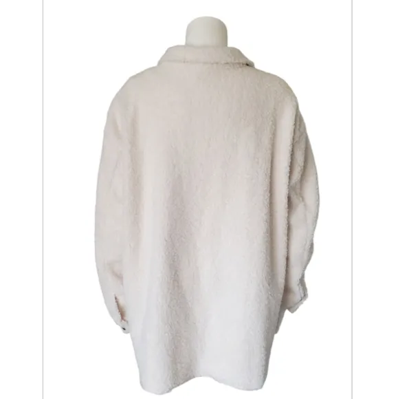 NWT ANDREE By Unit Cream Button-Up Fleece Teddy Jacket. Size 2X.