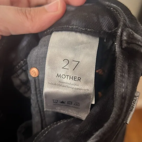 NWT Mother The Super Swooner Winding Paths Jeans in Black Size 27