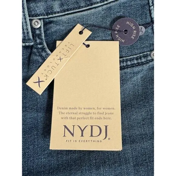NWT NYDJ Sheri High Waist Slim Straight Leg Jeans in Landslide Medium Wash Sz 2