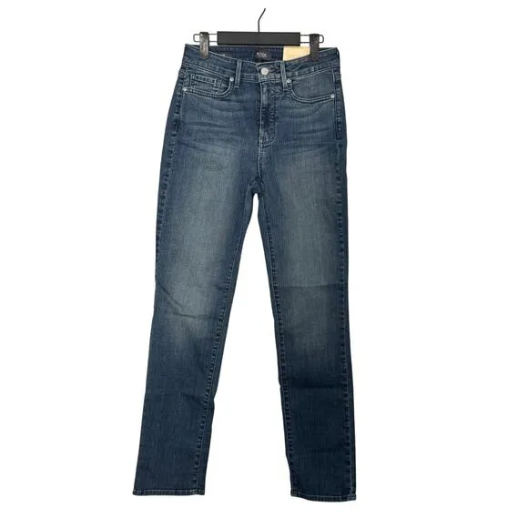 NWT NYDJ Sheri High Waist Slim Straight Leg Jeans in Landslide Medium Wash Sz 2