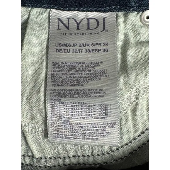 NWT NYDJ Sheri High Waist Slim Straight Leg Jeans in Landslide Medium Wash Sz 2
